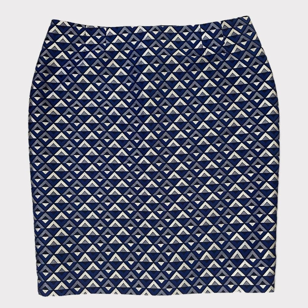 Jones Studio Separates Blue & Silver Diamonds Patterned Pencil Skirt Size 16